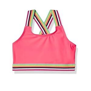 NWT New Kanu Surf Girls Size 14 Hot Pink Striped Athletic Bikini Top ONLY